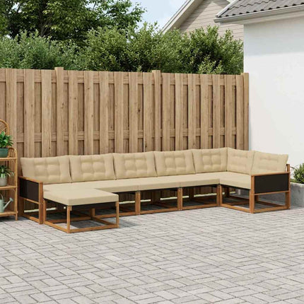 Udendørs sofagruppe 7 stk. Naturlig og Beige Massivt Akacietræ