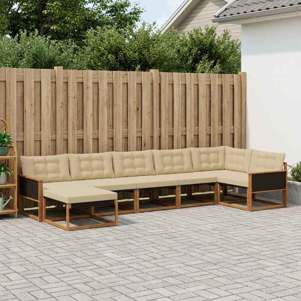 Udendørs sofagruppe med pude 7 pcs Naturlig og Beige