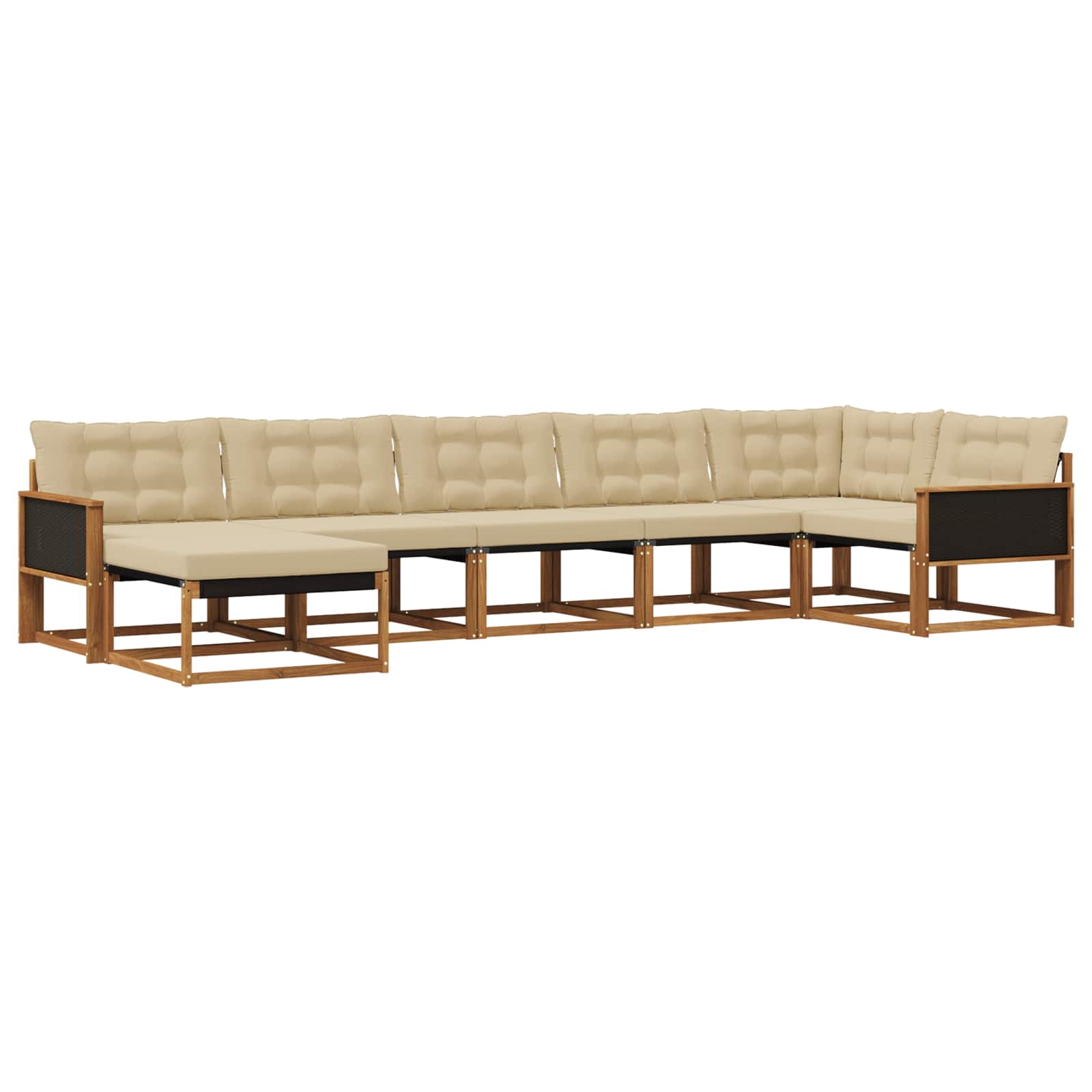 Udendørs sofagruppe med pude 7 pcs Naturlig og Beige