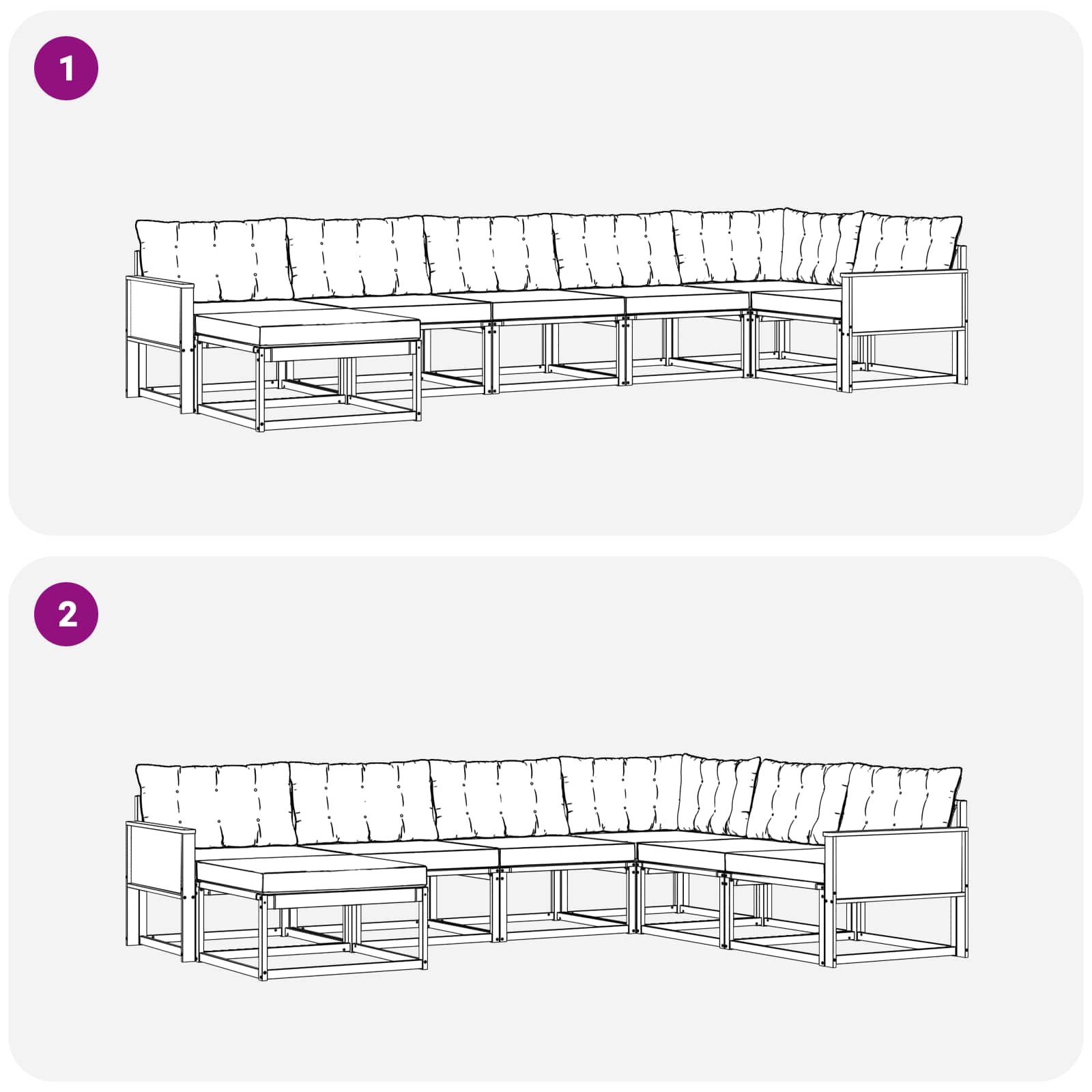 Udendørs sofagruppe med pude 7 pcs Naturlig og Beige