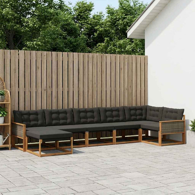 Udendørs sofagruppe med pude 7 pcs Naturfarvet og sort