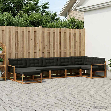 Udendørs sofagruppe med pude 7 pcs Naturfarvet og sort