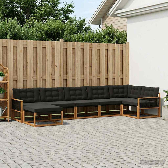 Udendørs sofagruppe med pude 7 pcs Naturfarvet og sort