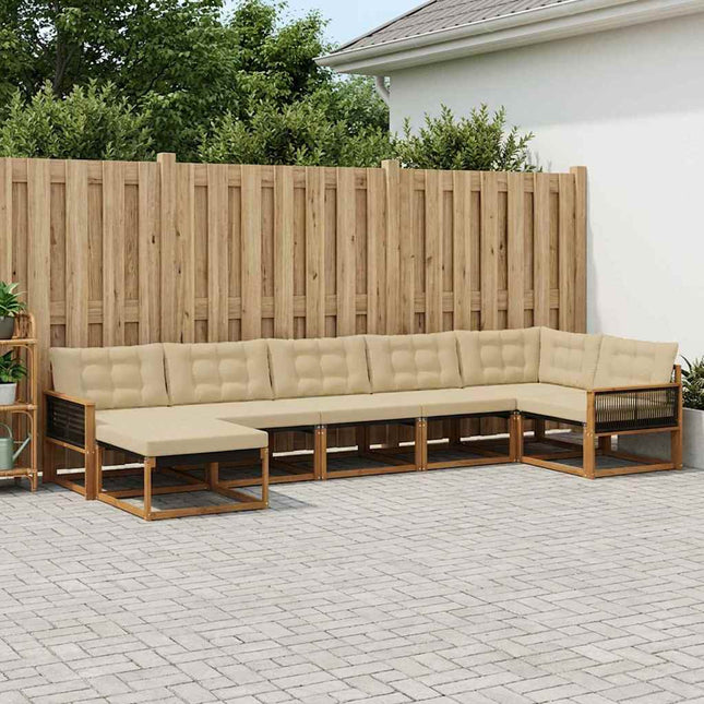 Udendørs sofagruppe med pude 7 pcs Naturlig og Beige