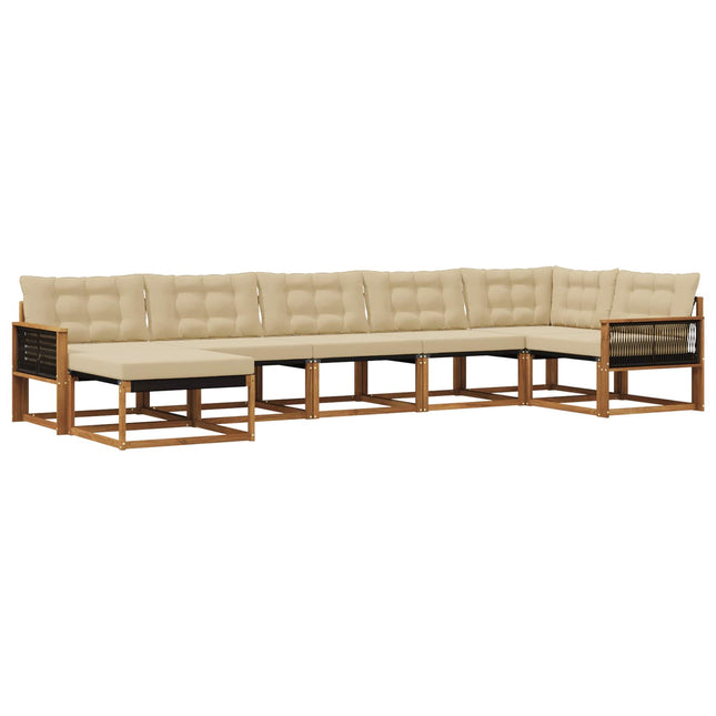 Udendørs sofagruppe med pude 7 pcs Naturlig og Beige