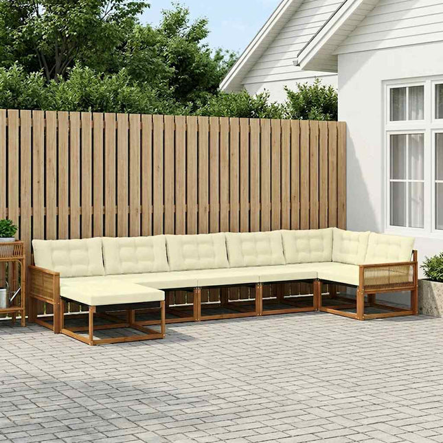 Udendørs sofagruppe med pude 7 pcs Naturlig og Fløde