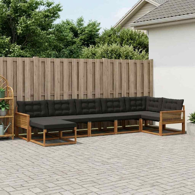 Udendørs sofagruppe med pude 7 pcs Naturfarvet og sort