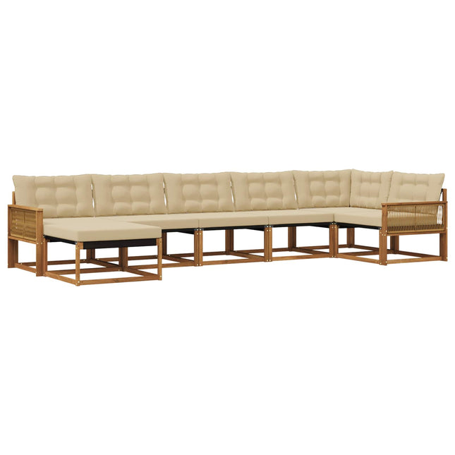 Udendørs sofagruppe med pude 7 pcs Naturlig og Beige
