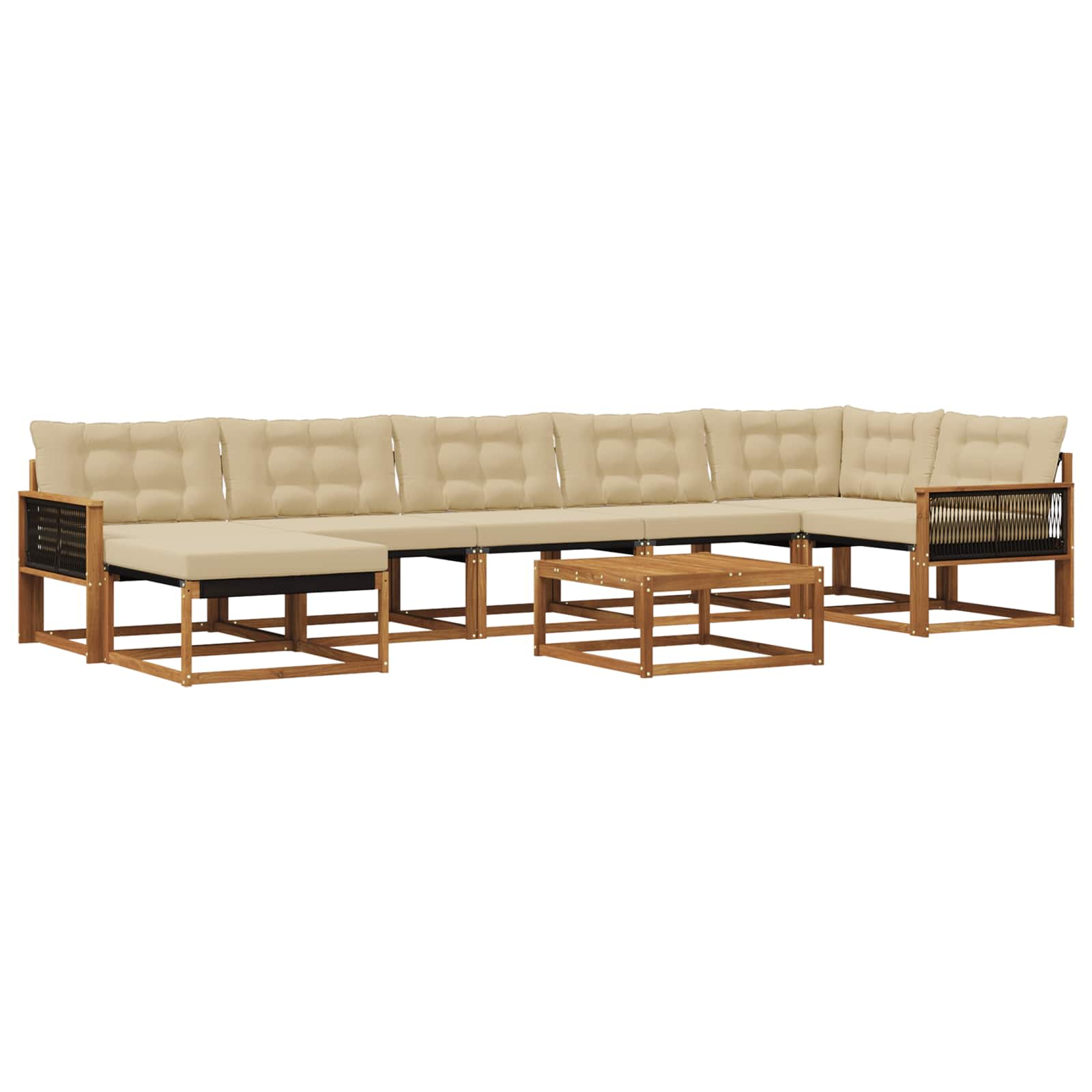 Udendørs sofagruppe 8 pcs Naturlig og Beige Massivt Akacietræ