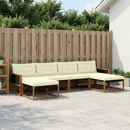 Udendørs sofagruppe med pude 6 pcs Naturlig og Fløde