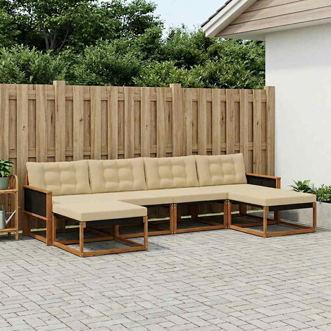 Udendørs sofagruppe med pude 6 pcs Naturlig og Beige