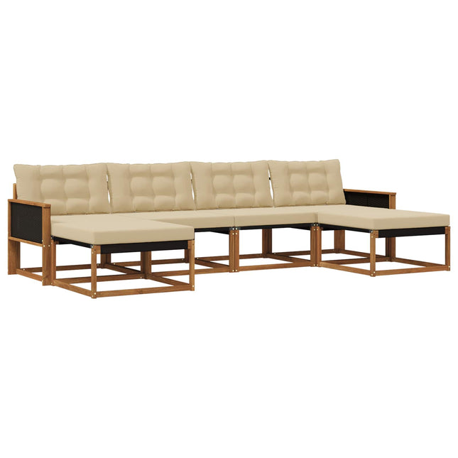 Udendørs sofagruppe med pude 6 pcs Naturlig og Beige