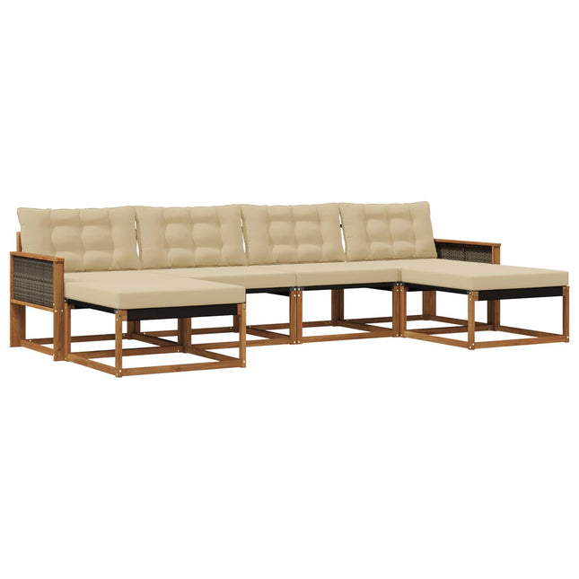 Udendørs sofagruppe med pude 6 pcs Naturlig og Beige
