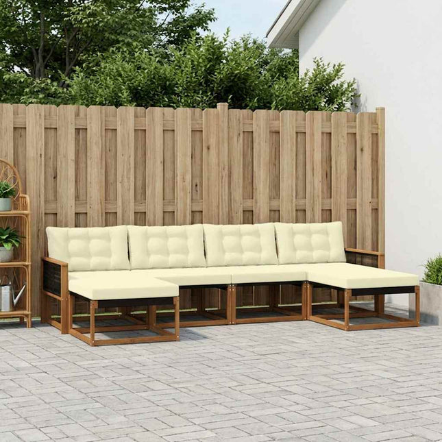 Udendørs sofagruppe med pude 6 pcs Naturlig og Fløde