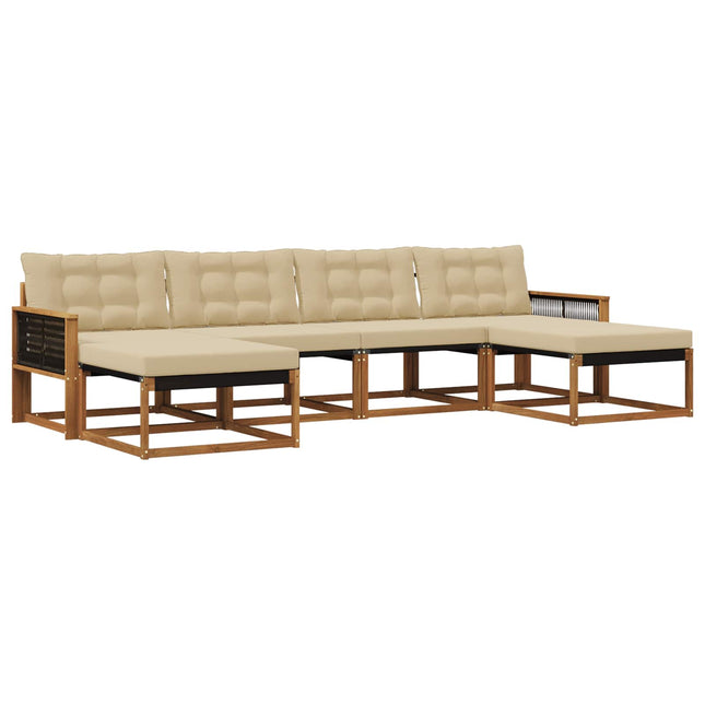 Udendørs sofagruppe med pude 6 pcs Naturlig og Beige