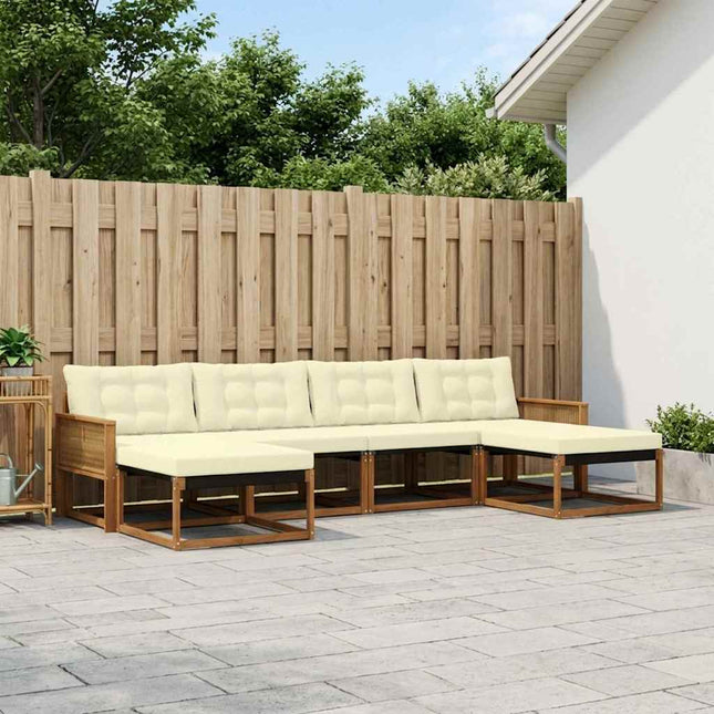 Udendørs sofagruppe med pude 6 pcs Naturlig og Fløde