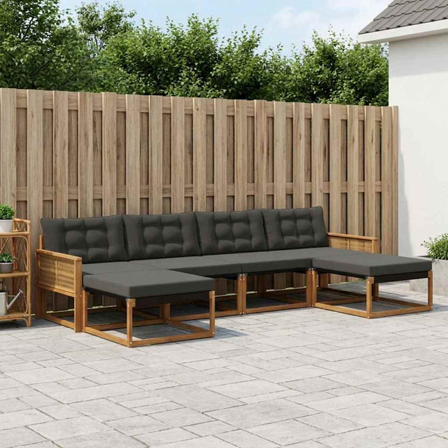 Udendørs sofagruppe med pude 6 pcs Naturfarvet og sort