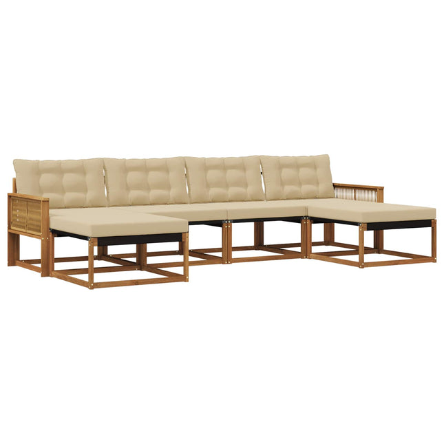 Udendørs sofagruppe med pude 6 pcs Naturlig og Beige