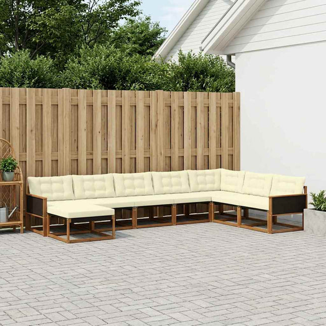Udendørs sofagruppe med pude 8 pcs Naturlig og Fløde