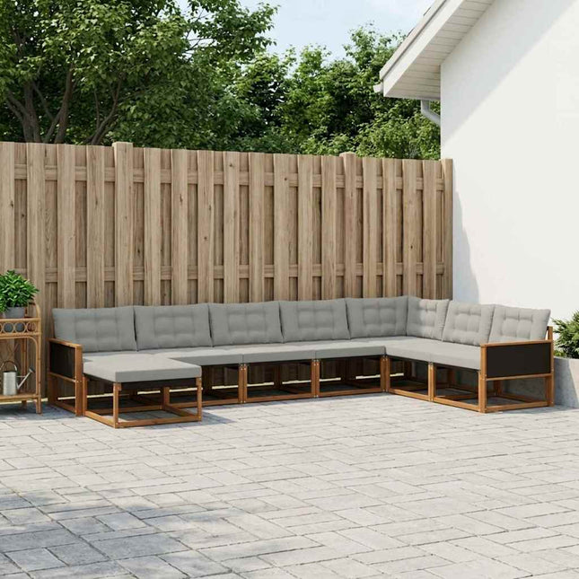 Udendørs sofagruppe med pude 8 pcs Naturfarvet og lysegrå