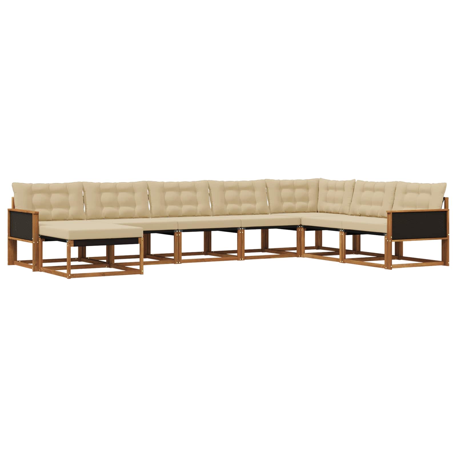 Udendørs sofagruppe med pude 8 pcs Naturlig og Beige