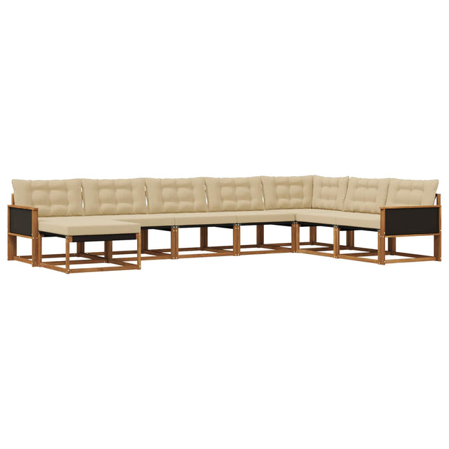 Udendørs sofagruppe med pude 8 pcs Naturlig og Beige