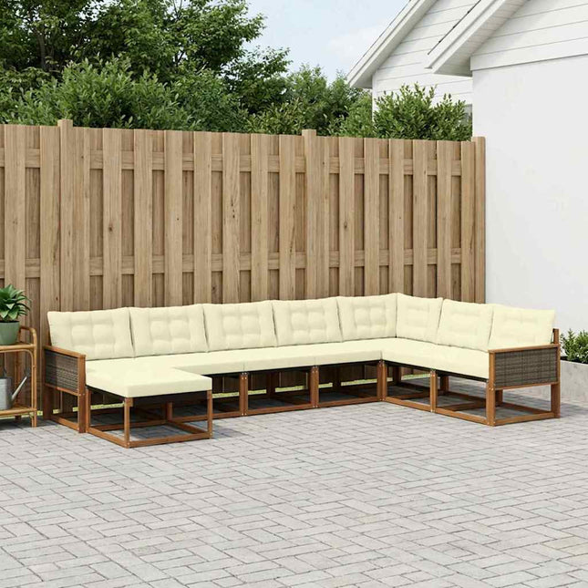 Udendørs sofagruppe med pude 8 pcs Naturlig og Fløde