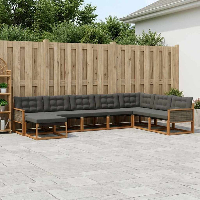 Udendørs sofagruppe med pude 8 pcs Naturfarvet og sort