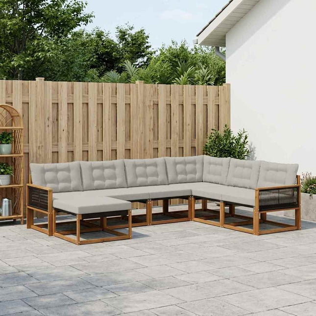 Udendørs sofagruppe med pude 8 pcs Naturfarvet og lysegrå