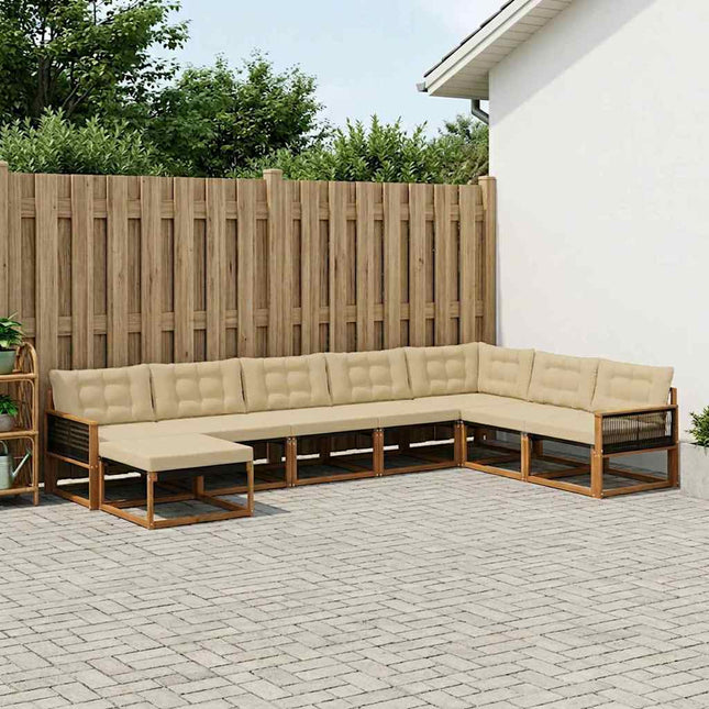Udendørs sofagruppe med pude 8 pcs Naturlig og Beige