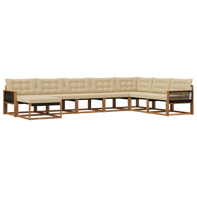 Udendørs sofagruppe med pude 8 pcs Naturlig og Beige