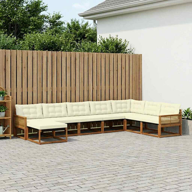Udendørs sofagruppe med pude 8 pcs Naturlig og Fløde