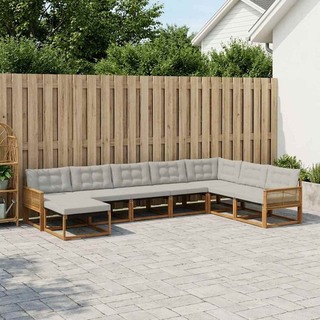 Udendørs sofagruppe med pude 8 pcs Naturfarvet og lysegrå