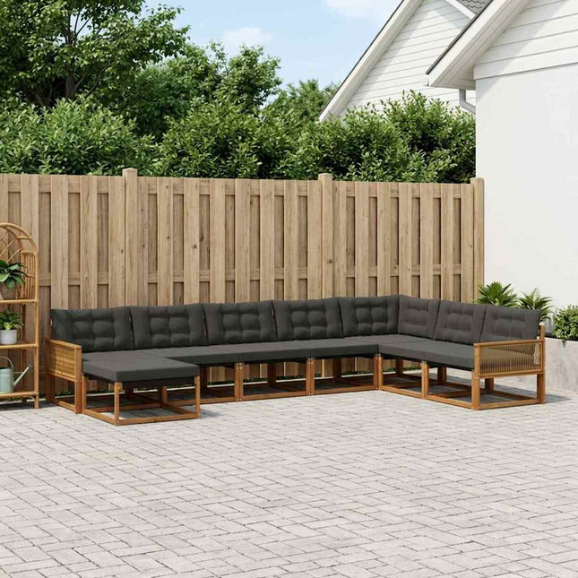 Udendørs sofagruppe med pude 8 pcs Naturfarvet og sort