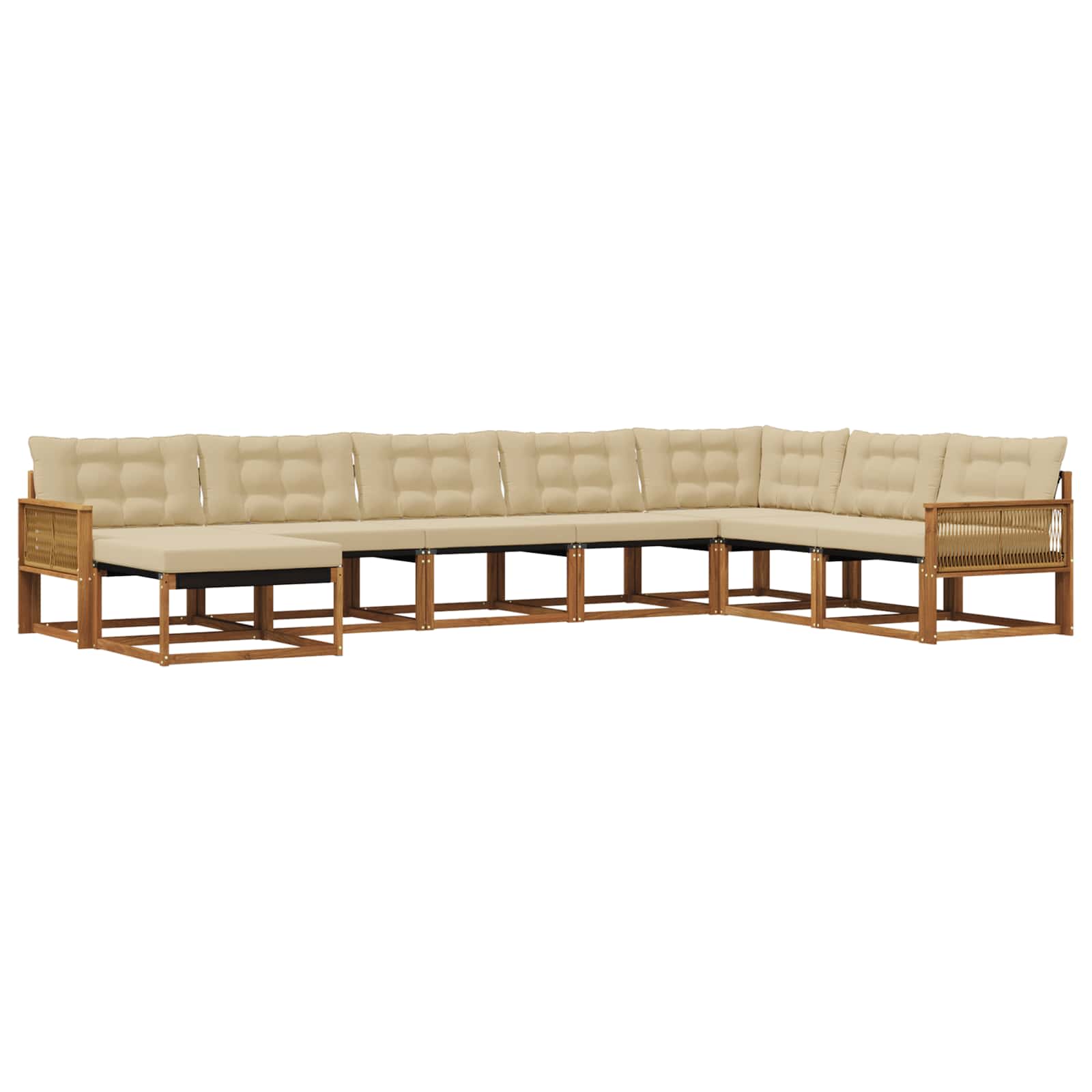 Udendørs sofagruppe med pude 8 pcs Naturlig og Beige