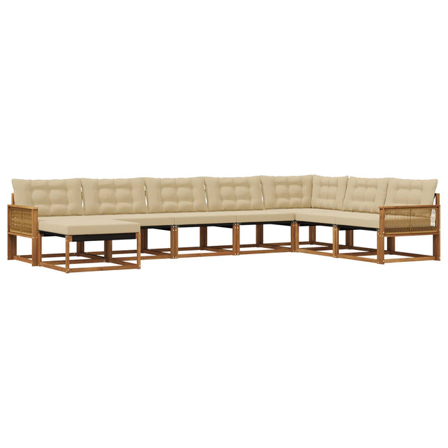 Udendørs sofagruppe med pude 8 pcs Naturlig og Beige