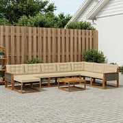 Udendørs sofagruppe 9 pcs Naturlig og Beige Massivt Akacietræ