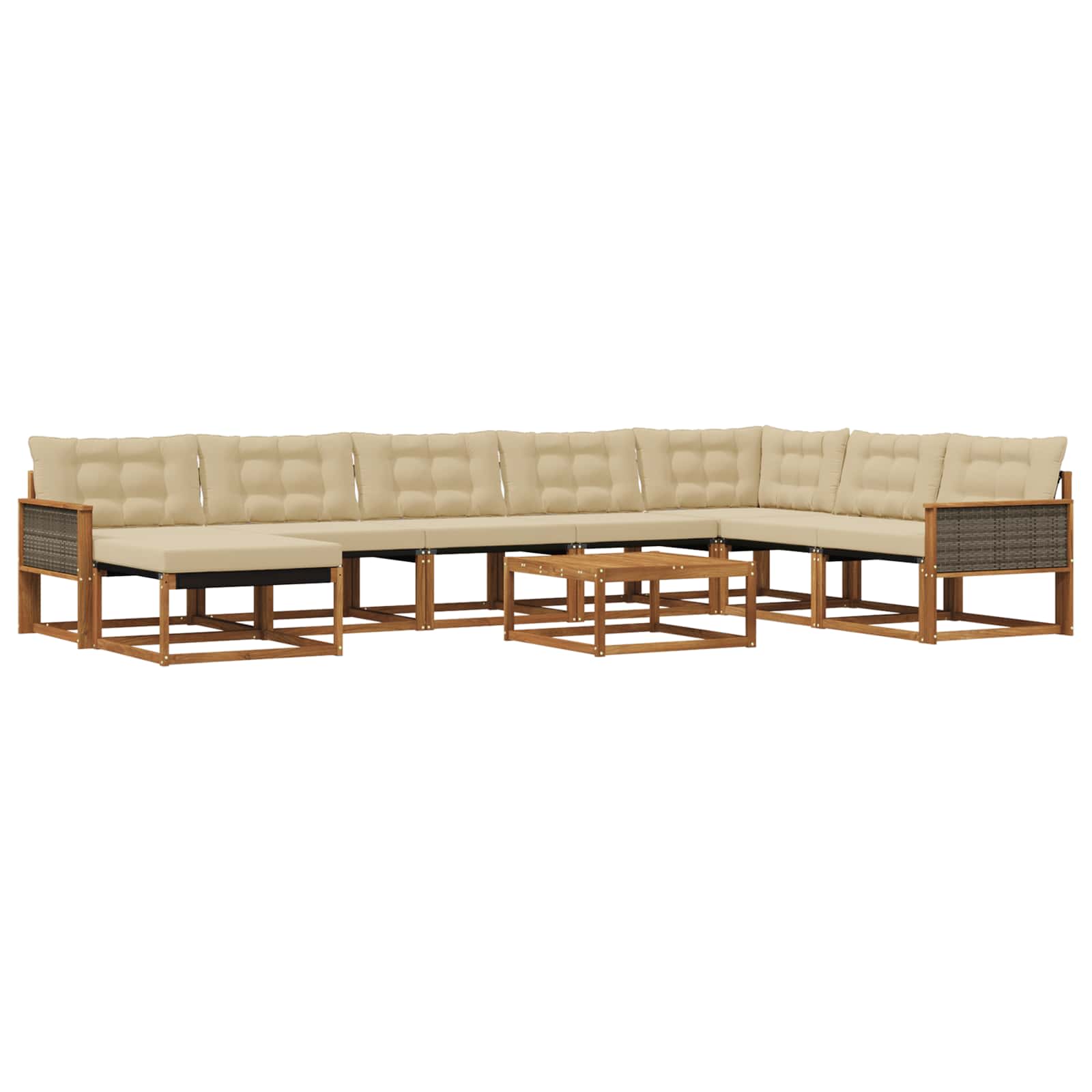 Udendørs sofagruppe 9 pcs Naturlig og Beige Massivt Akacietræ