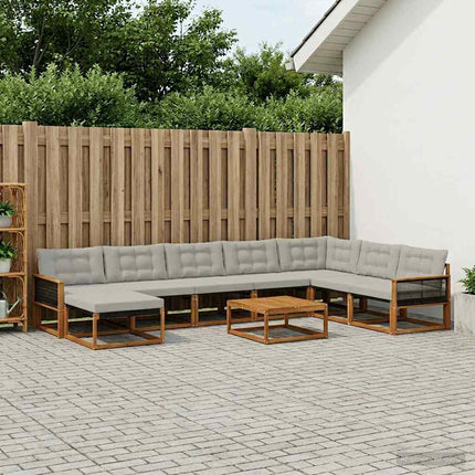 Udendørs sofagruppe 9 pcs Naturfarvet og lysegrå