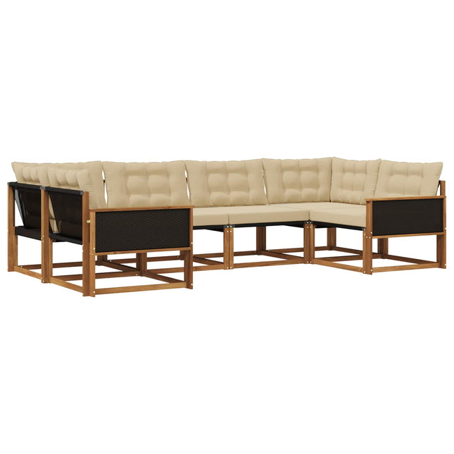 Udendørs sofagruppe med pude 6 pcs Naturlig og Beige
