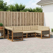 Udendørs sofagruppe med pude 6 pcs Naturlig og Beige