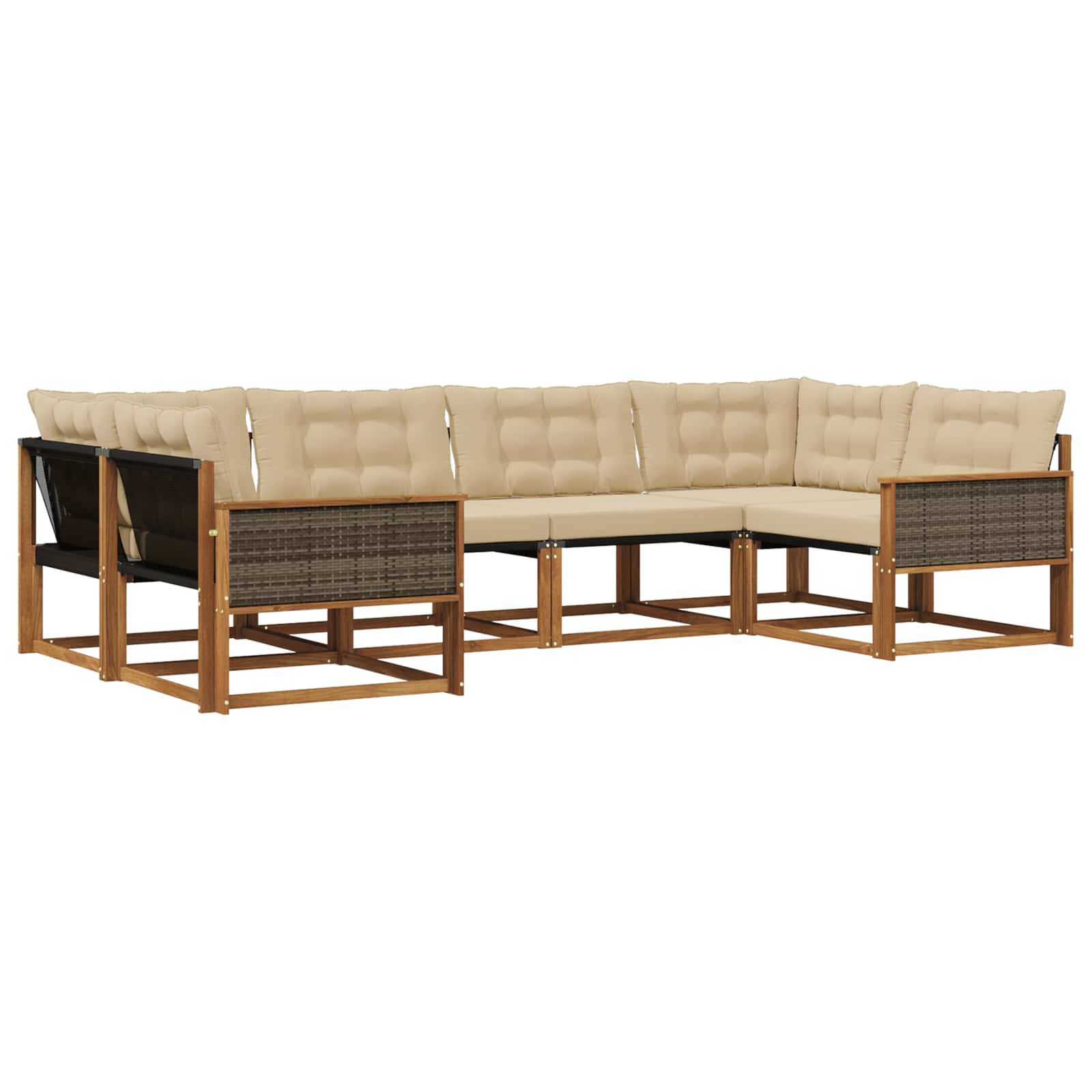 Udendørs sofagruppe med pude 6 pcs Naturlig og Beige