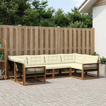 Udendørs sofagruppe med pude 6 pcs Naturlig og Fløde