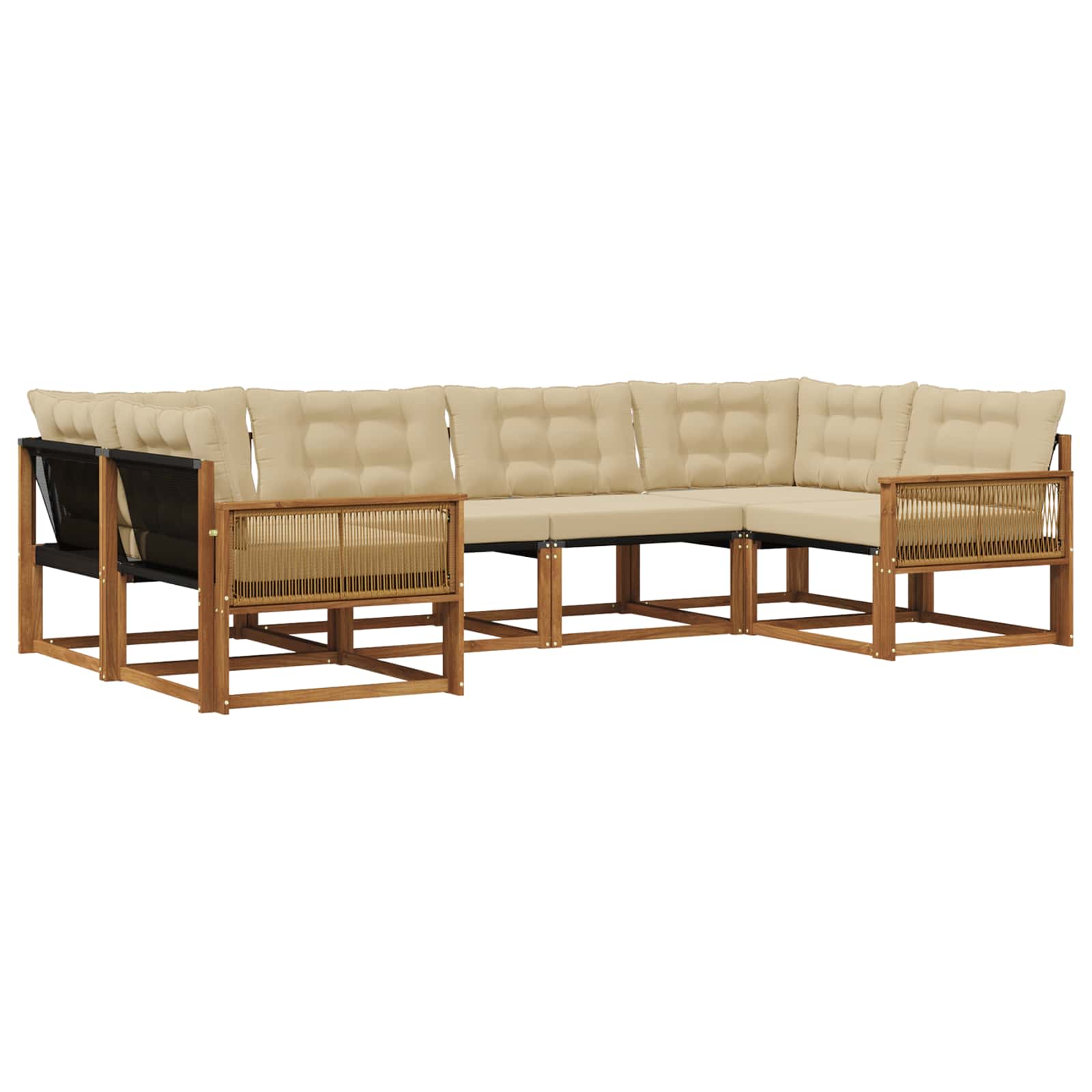 Udendørs sofagruppe med pude 6 pcs Naturlig og Beige
