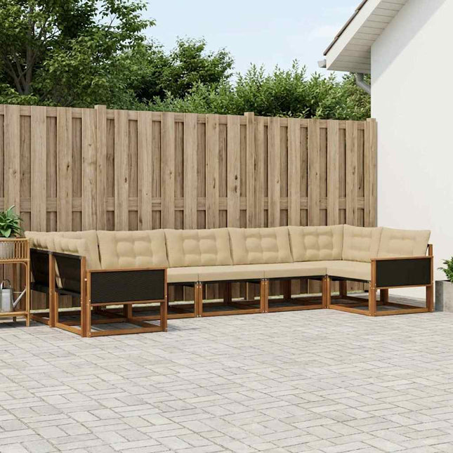 Udendørs sofagruppe med pude 7 pcs Naturlig og Beige