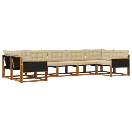 Udendørs sofagruppe med pude 7 pcs Naturlig og Beige