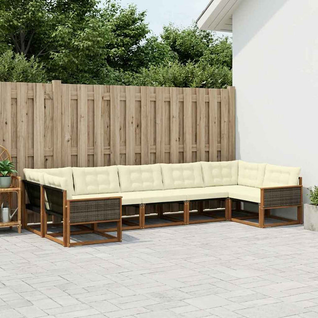 Udendørs sofagruppe med pude 7 pcs Naturlig og Fløde