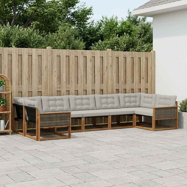 Udendørs sofagruppe med pude 7 pcs Naturfarvet og lysegrå
