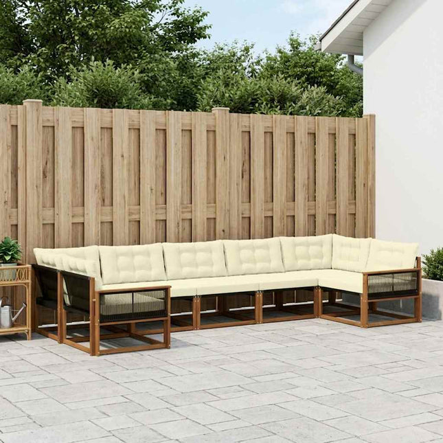 Udendørs sofagruppe med pude 7 pcs Naturlig og Fløde