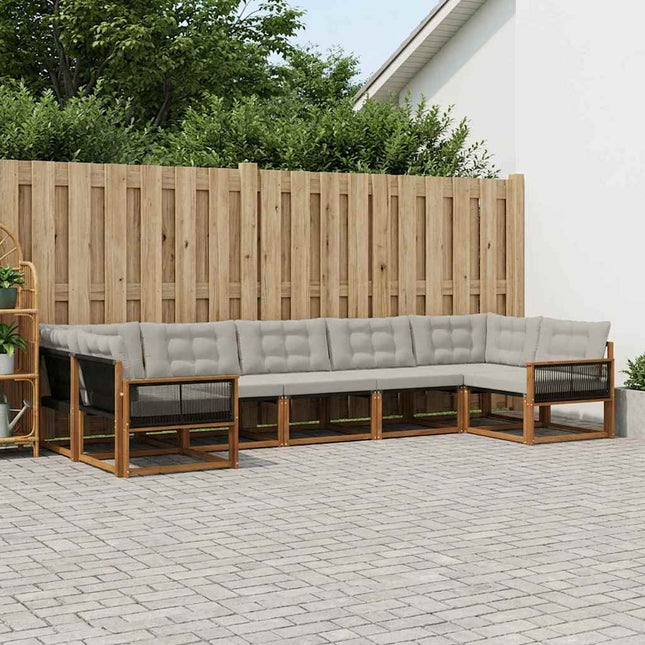 Udendørs sofagruppe med pude 7 pcs Naturfarvet og lysegrå